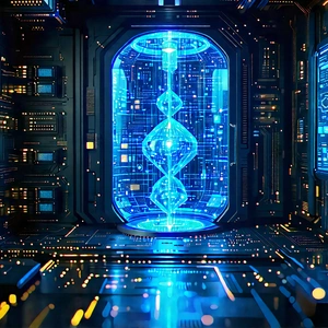 Quantum Computer With Data Streams With Image, There