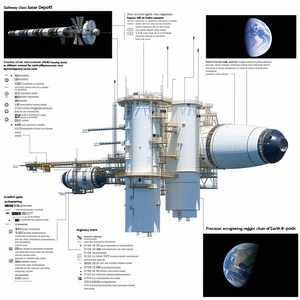 A Large Spacecraft Is Shown In A Diagram, With Various Parts Labeled