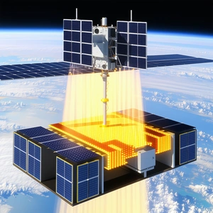 A Space Station Is Shown In The Image, With A Large Solar Panel On The Side