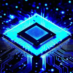 Microchip with blue light glow
