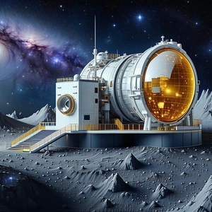 In The Image, There Is A Large White Spacecraft With A Dome-shaped Structure On Top Of It