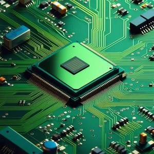Tech Isometric Design: Close-up of electronic circuit