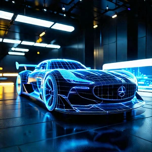 Automotive Technology In Tech Office With Blue Black