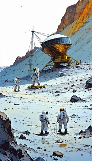 In The Image, There Are Four Astronauts Walking On The Moon