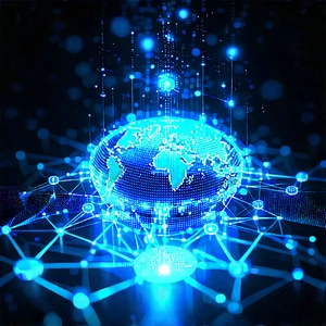 Blockchain Network Visualization With Blue White