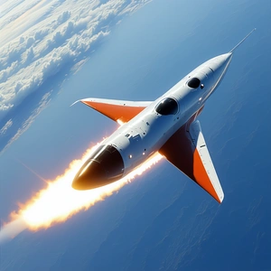 A Jet Is Flying Through The Sky, Leaving A Trail Of Smoke Behind It