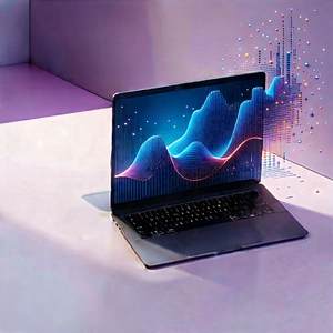Laptop With Data Visualization With Laptop Computer