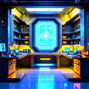 Futuristic Research Laboratory With Image, There