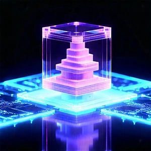 3d Printer With Holographic Projection With Purple Blue