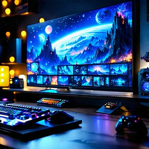 Entertainment Technology In Tech Office With Large Computer