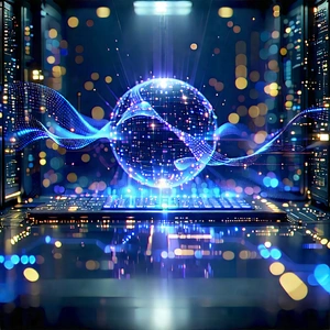 Quantum Computer With Data Streams With Image, There
