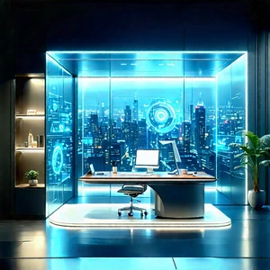 Futuristic tech startup office