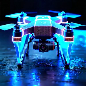 Drone With Holographic Display With Blue Black