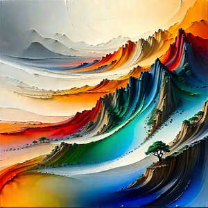 Abstract Acrylic Painting: Abstract Interpretation Of Erosion With Painting Mountainous