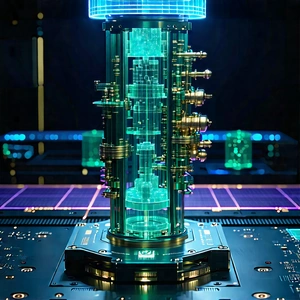 Quantum Computer With Laser Scanning With Large, Futuristic-looking