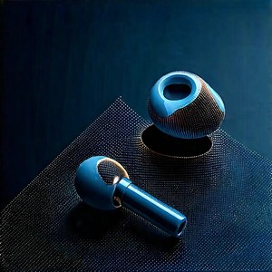 Wireless Earbuds With Data Visualization With Blue Background