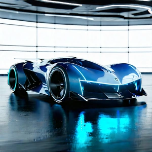 Automotive Technology In Design Studio With Futuristic Blue