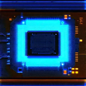 Microchip with blue light (glow:1.13)