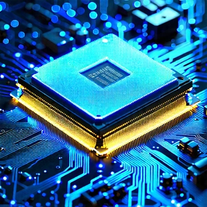 Microchip with blue light glow