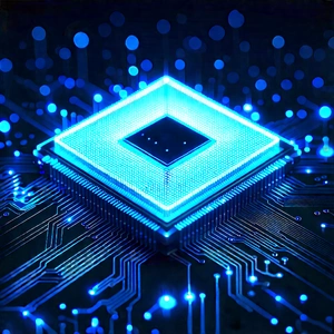 Microchip with blue light glow