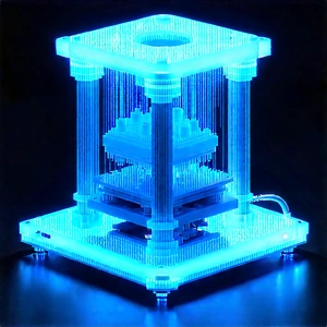3d printer with blue light glow