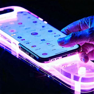 Smartphone with glowing screen