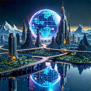 Artificial Intelligence Visualization With Futuristic Cityscape