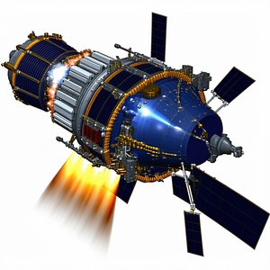 A Spacecraft Is Shown In A 3d Image, With Its Various Components Clearly Visible