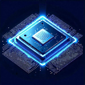 Microchip With Digital Particles With Blue White