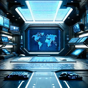 Futuristic tech startup office