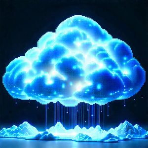 Cloud Computing Visualization With Large, Blue,