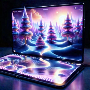 Tablet With Holographic Display With Laptop Computer