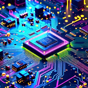 Circuit board with neon accents