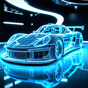 Automotive Technology In Tech Office With Blue Displayed
