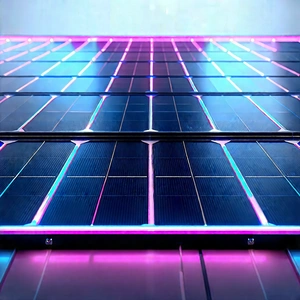 Solar Panel With Neon Accents With Large Solar