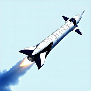 A Rocket Is Flying Through The Sky, Leaving A Trail Of Smoke Behind It