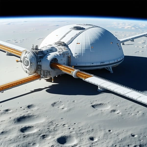 A Large White Spacecraft, Possibly A Space Station, Floating In The Air
