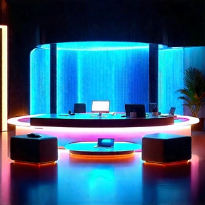 Futuristic Tech Startup Office With Large, Well-lit