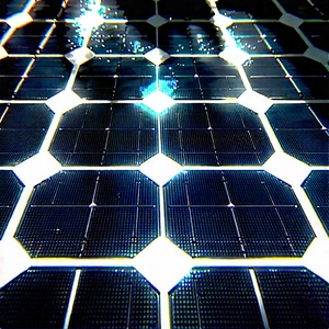 Solar Panel With Digital Particles With Close-up Solar