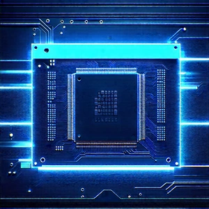 Microchip with blue light glow