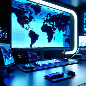 Futuristic digital workspace