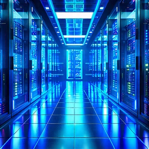 Tech Digital Illustration: (futuristic:1.15) server room