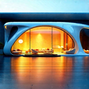Futuristic Smart Home With Modern, White