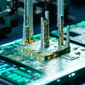 Tech Macro Photography: Financial technology in manufacturing facility