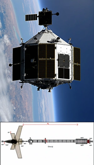 A Spacecraft, Possibly A Satellite Or A Space Shuttle, Flying Through The Sky