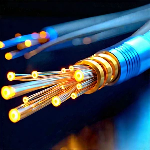 Tech 3d Render: Close-up Of Fiber Optic Cables With Close-up Large