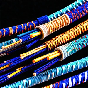 Close-up of fiber optic cables