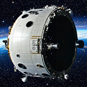 A Large Spacecraft, Possibly A Space Station Or A Satellite, Floating In The Vastness Of Space