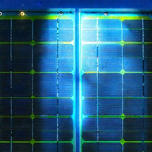 Solar panel with blue light glow