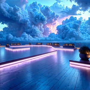 Urban Graphic Design: Observation Deck With (dramatic:1.23) Clouds With Large Patio